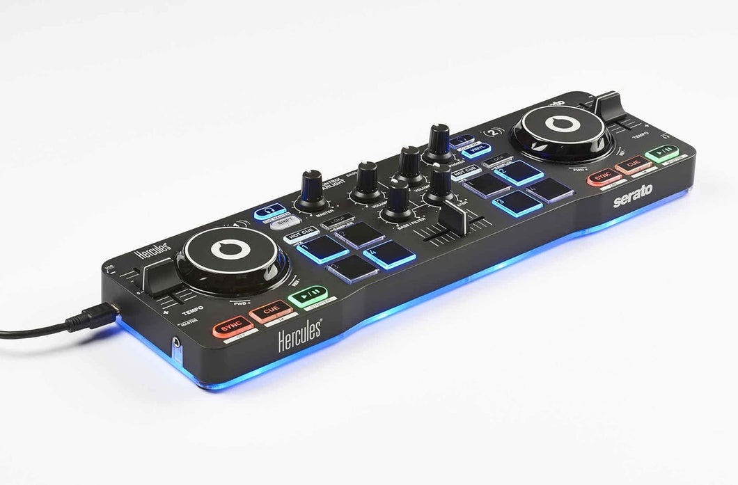 Hercules DJ DJControl Starlight | Pocket USB DJ Controller with Serato DJ Lite, Touch-Sensitive Jog Wheels, Built-in Sound Card and Built-in Light Show