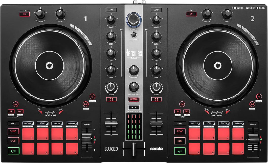 Hercules DJControl Inpulse 300 MK2 – USB DJ controller – 2 decks with 16 pads