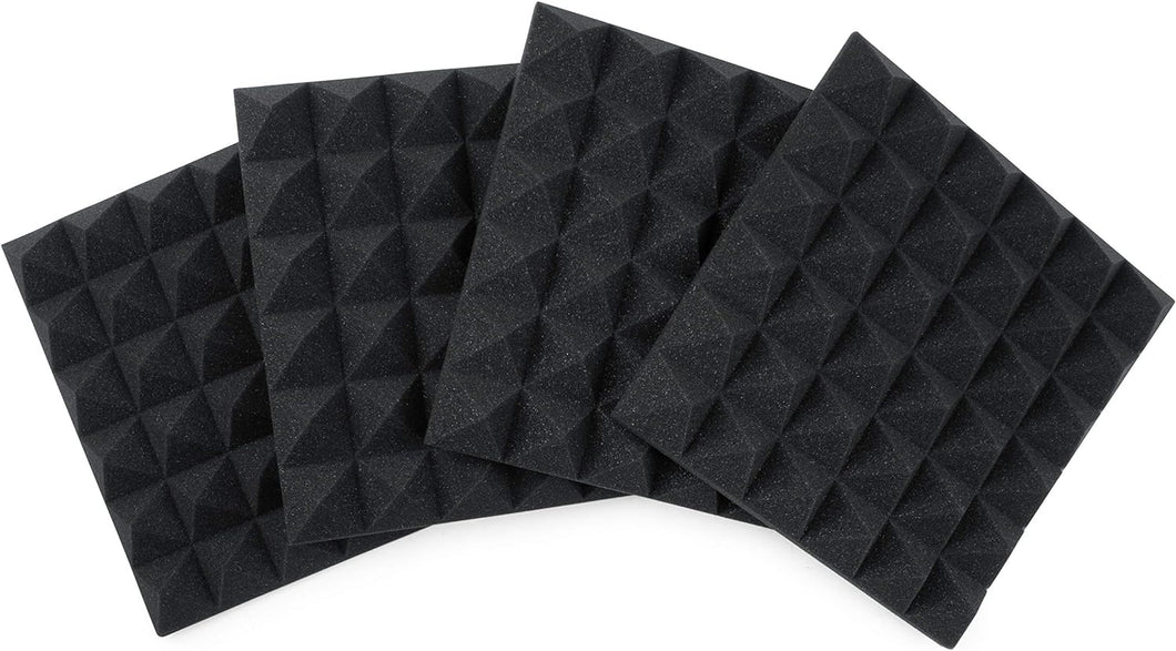 Gator Frameworks 2” Thick Acoustic Foam Pyramid Panels 12”x12”; Charcoal (4) Pack