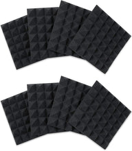 Load image into Gallery viewer, Gator Frameworks 2” Thick Acoustic Foam Pyramid Panels 12”x12”; Charcoal (8) Pack
