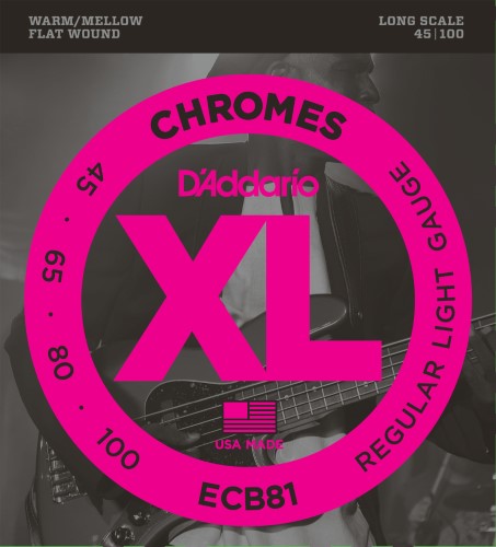 D'Addario Flat Wound XL Chromes Bass Strings
